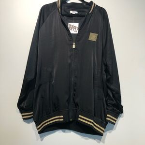 LuLaRoe Stevie Bomber Jacket 2XL Black and Gold